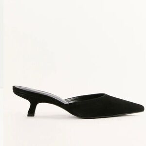 Reformation Wilda Kitten Heel Mule Black Suede